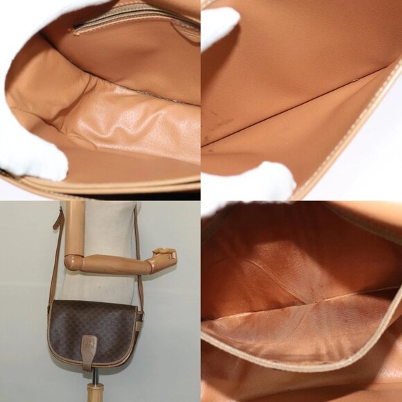 CELINE Macadam Canvas Shoulder Bag PVC Leather Brown Gold Auth sw561 - Picture 15 of 16